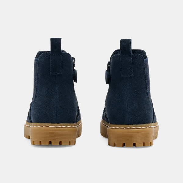 حذاء بوت تشيلسي من الجلد، باللون الأزرق الداكن للأطفال الصغار